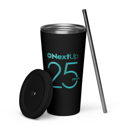 20oz Stainless Steel Tumbler with Straw (25th Anniversary)