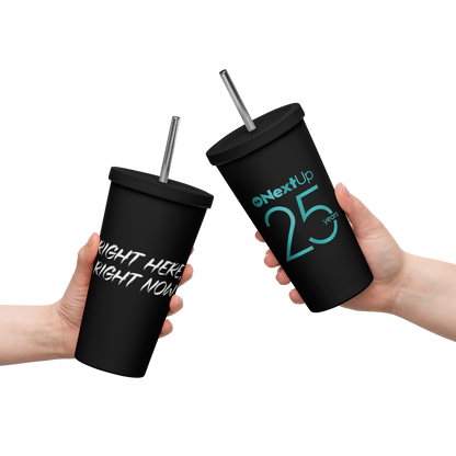20oz Stainless Steel Tumbler with Straw (25th Anniversary)