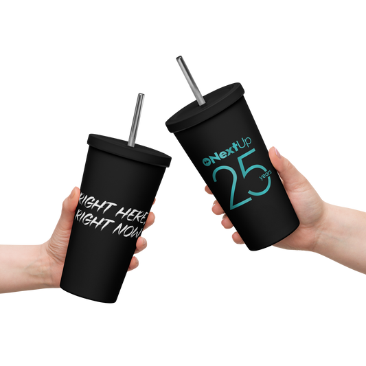 20oz Stainless Steel Tumbler with Straw (25th Anniversary)